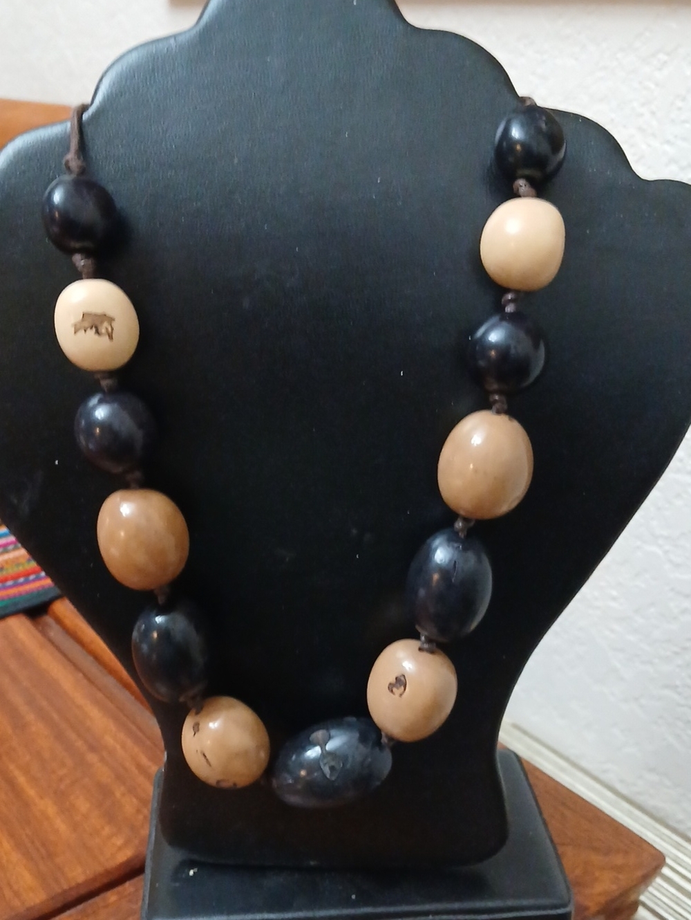 Handcrafted Black, Coffee and Cream Acai Bead Necklace